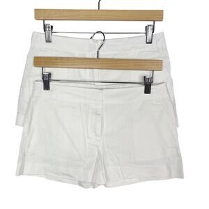 J Crew Crewcuts Girls 14 Set of 2 White Everyday Chino Shorts Cotton Adjustable